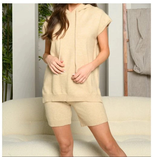 Sweater Hoodie Short Set