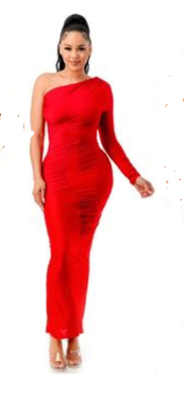 One Shoulder Bodycon Maxi Dress