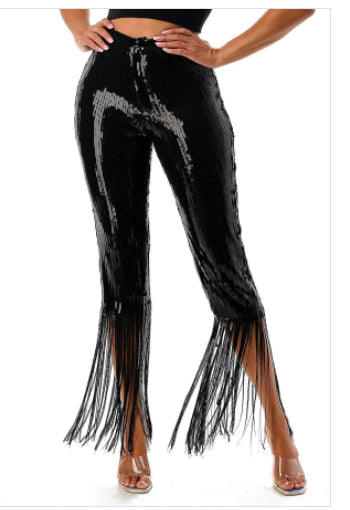 Fringe Sequin Pants