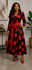 Red and black polka dots belted dress