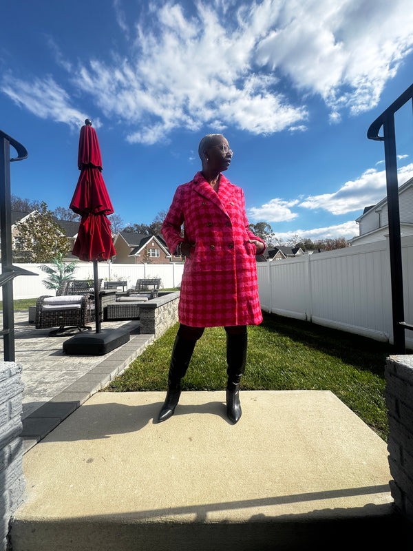Pink and Red Houndstooth Coat