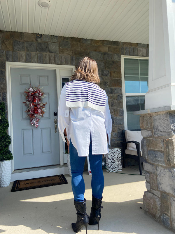 Faux Preppy sweater wrap look 2025edition