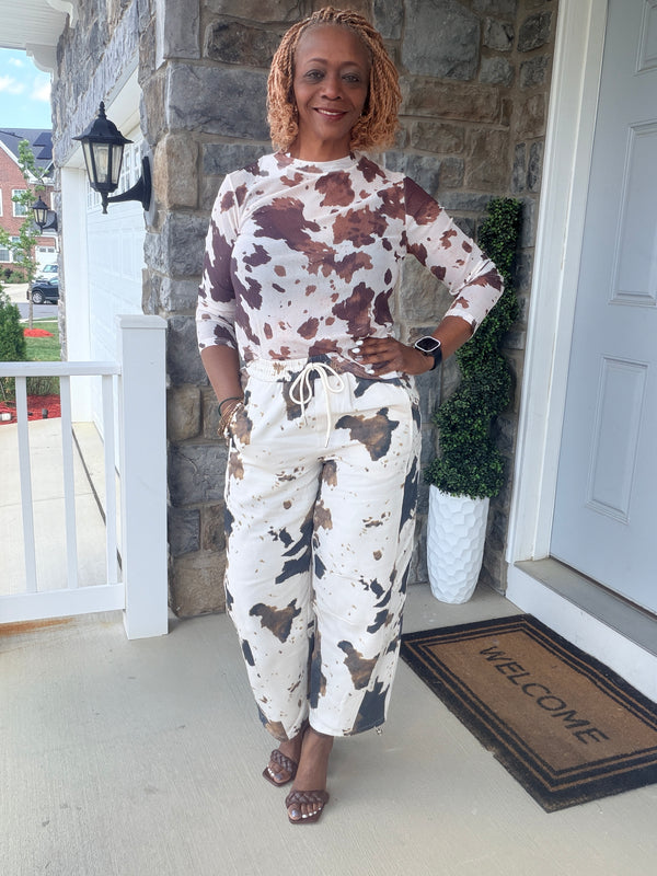 Cow print sheer top