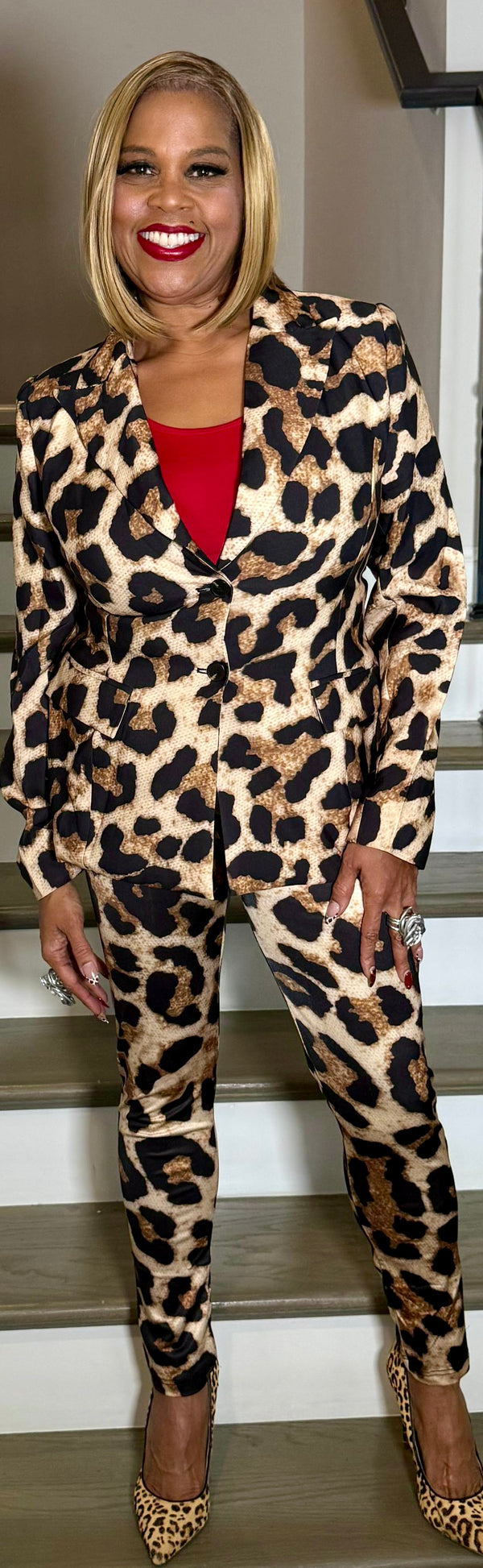 Leopard Blazer and Matching Leggings Set