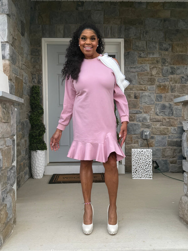 Waved Open Sleeved Dress