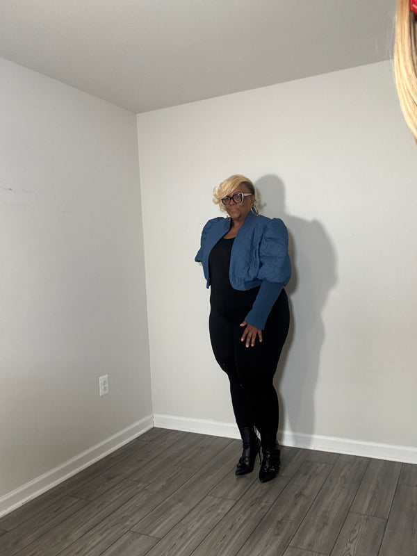 Denim Quilted Crop Jacket