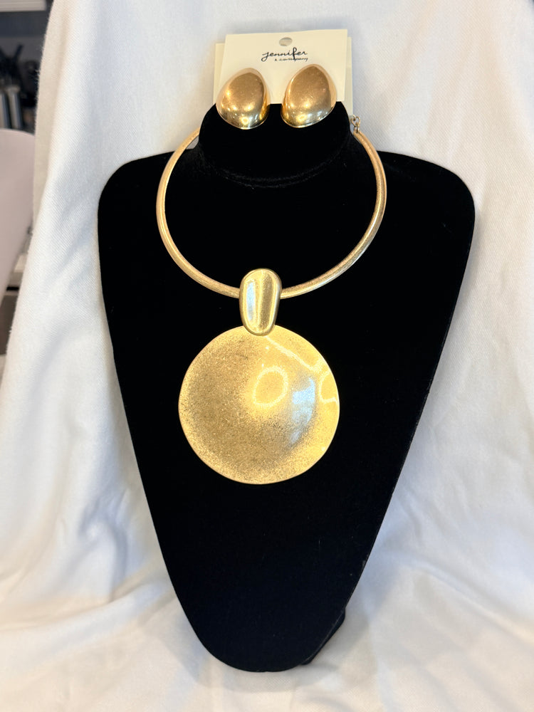 Hammered Golden circle jewelry set