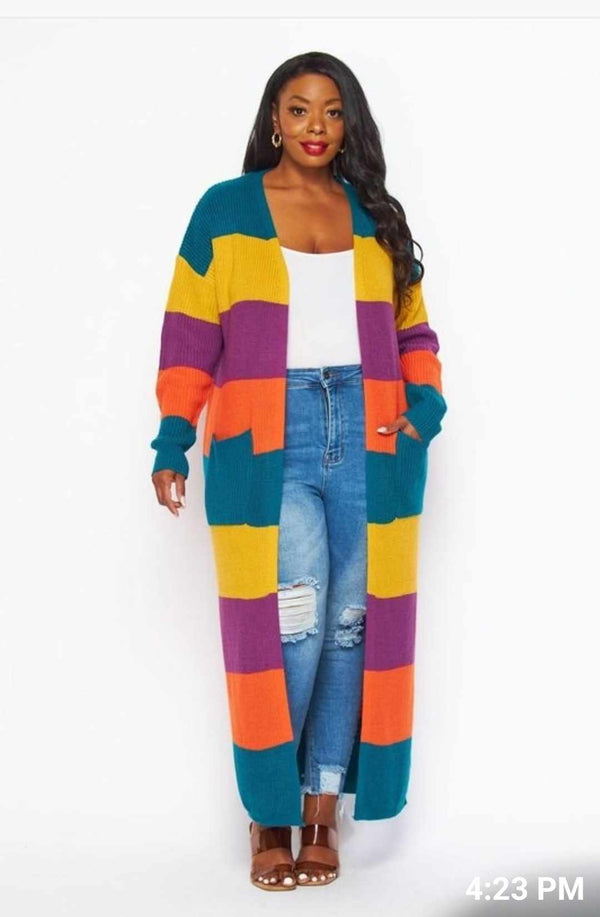 Striped Sweater Knit Cardigan