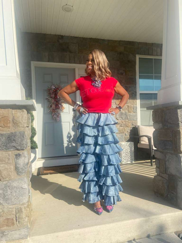 Ruffled Wide Leg Jeans
