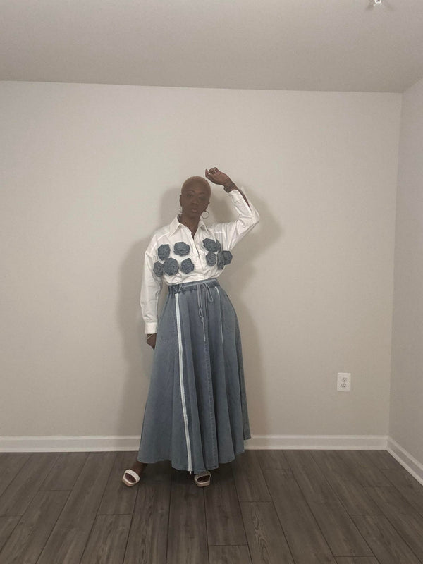 2-Piece Denim Maxi Skirt Set