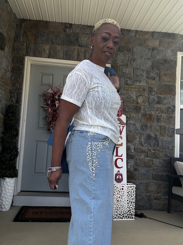 Pearl and Bling Denim Boyfriend Jeans