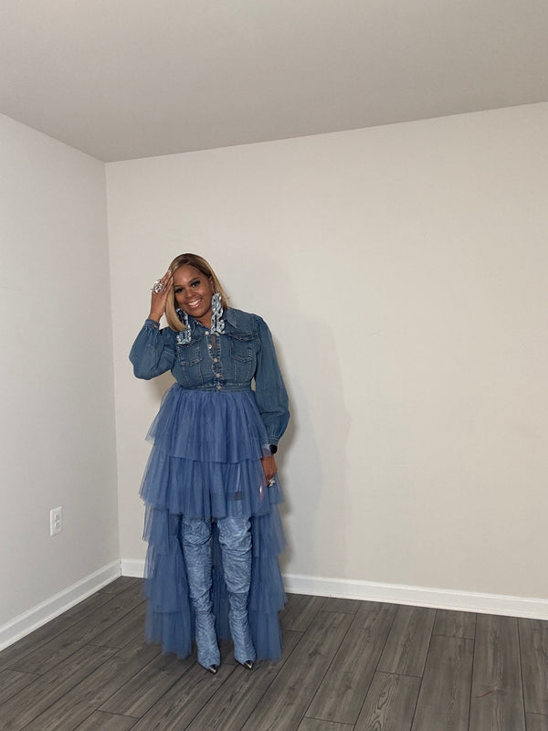 Denim Tulle Jacket Dress