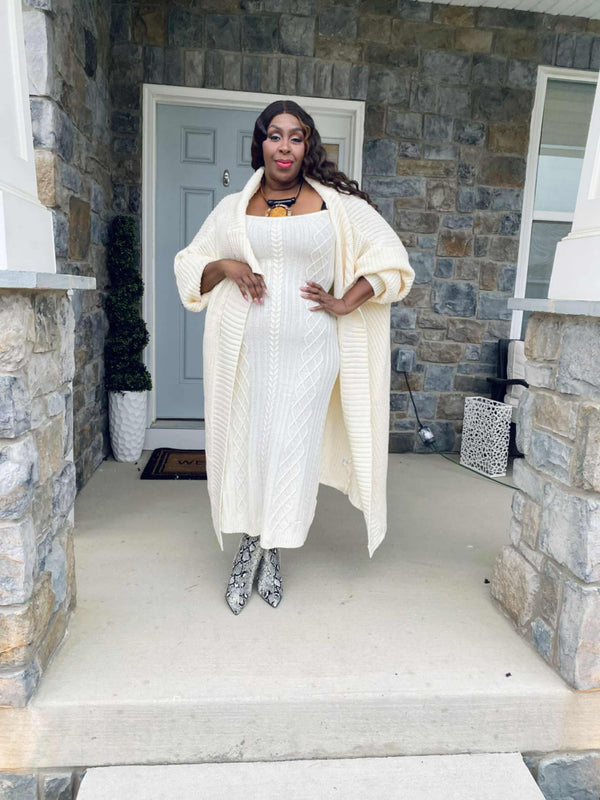 White Out Cardigan and Dress set