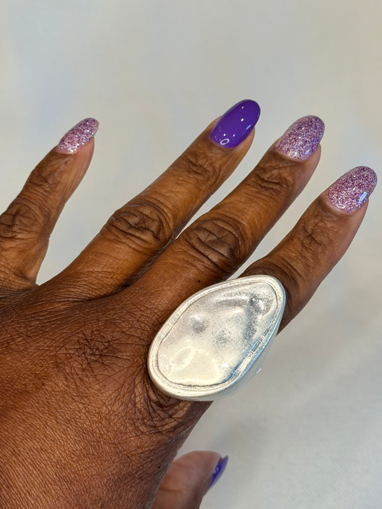Silver or Gold hammered oblong Rings
