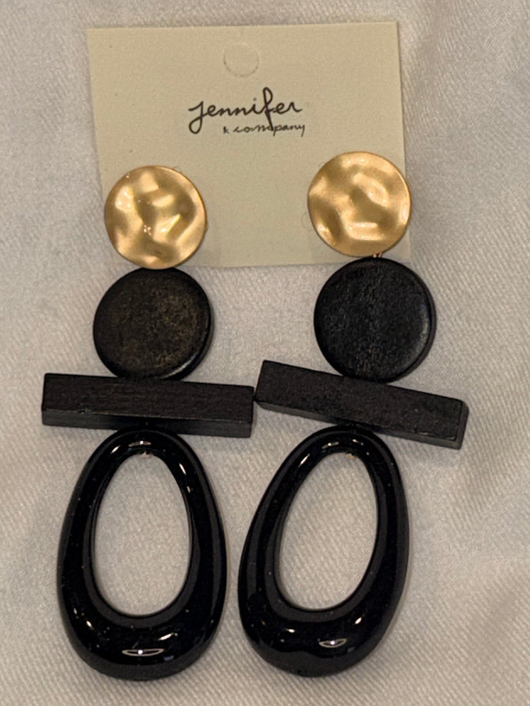 Wood and Lucite trimmed in gold earrings