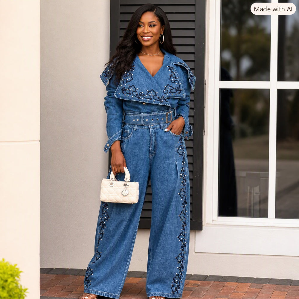 Denim Elegance two piece set