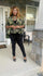 Camouflage peplum zippered 3/4 sleeve jacket