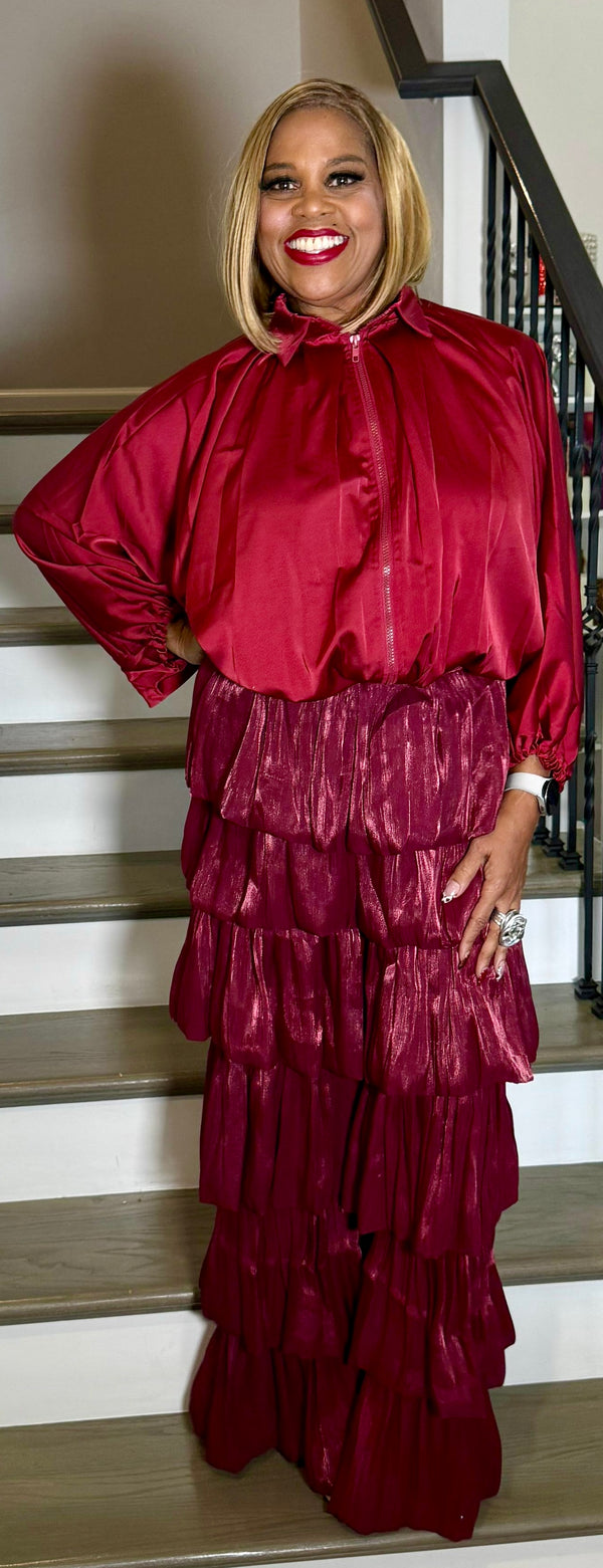 Silk Bell Zip-Up Top