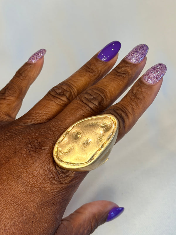 Silver or Gold hammered oblong Rings