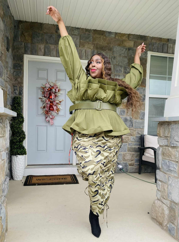 Camouflage cargo skirt