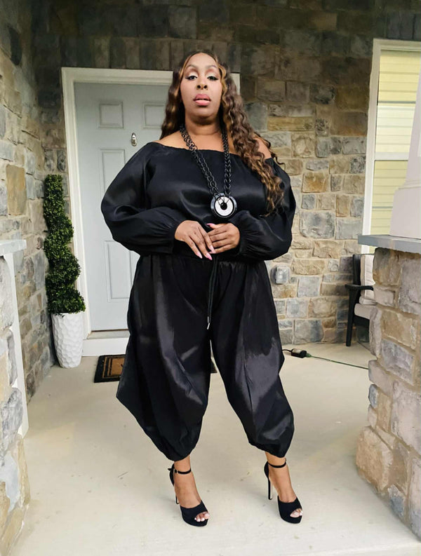 Two Piece Off Shoulder Crop Pant Set