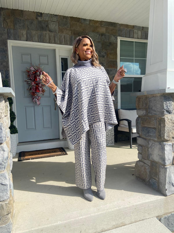 Grayed out Shawl 2 piece Set