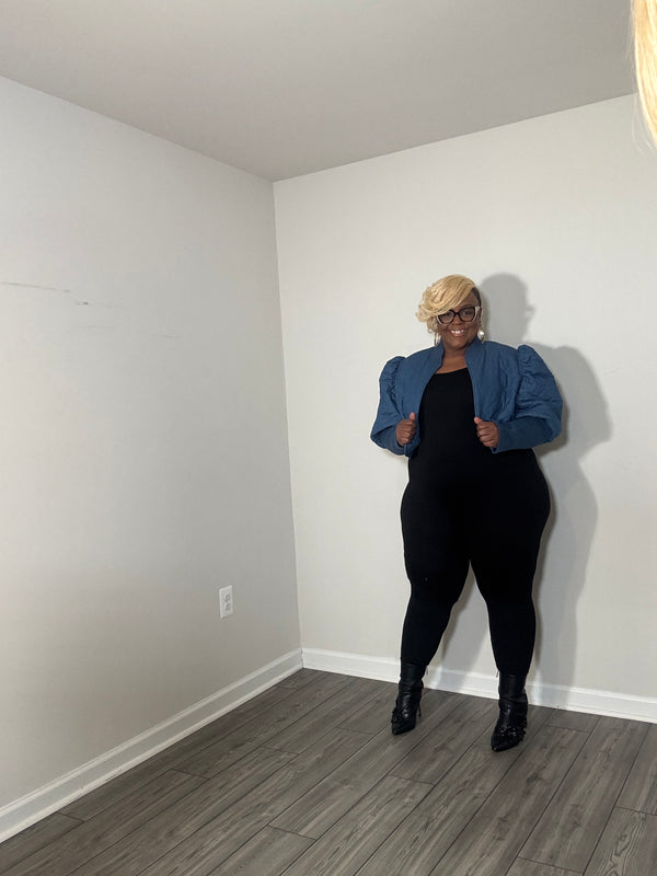Denim Quilted Crop Jacket