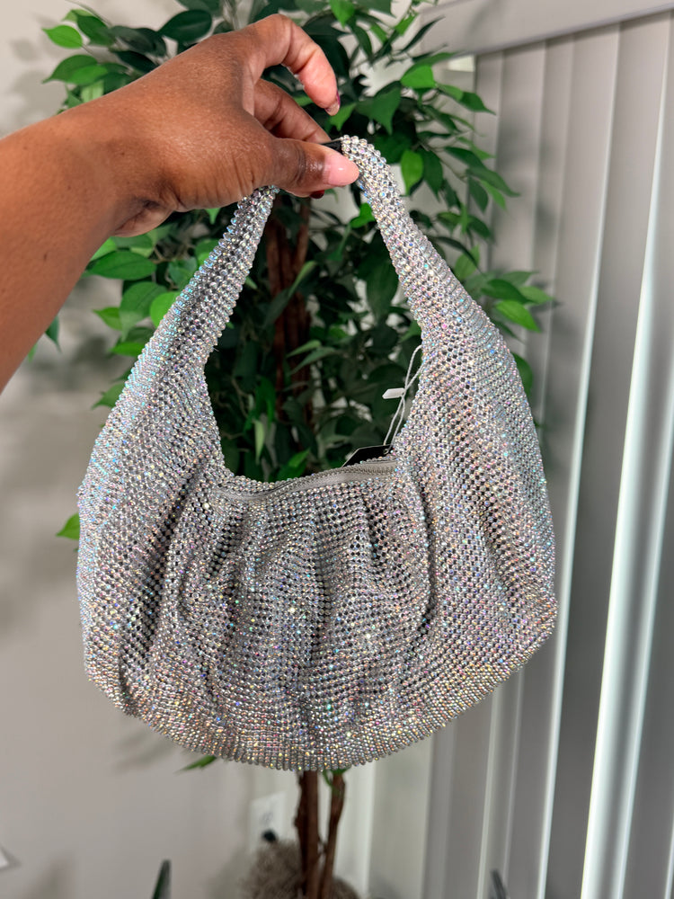 Blinged out open closure handbags