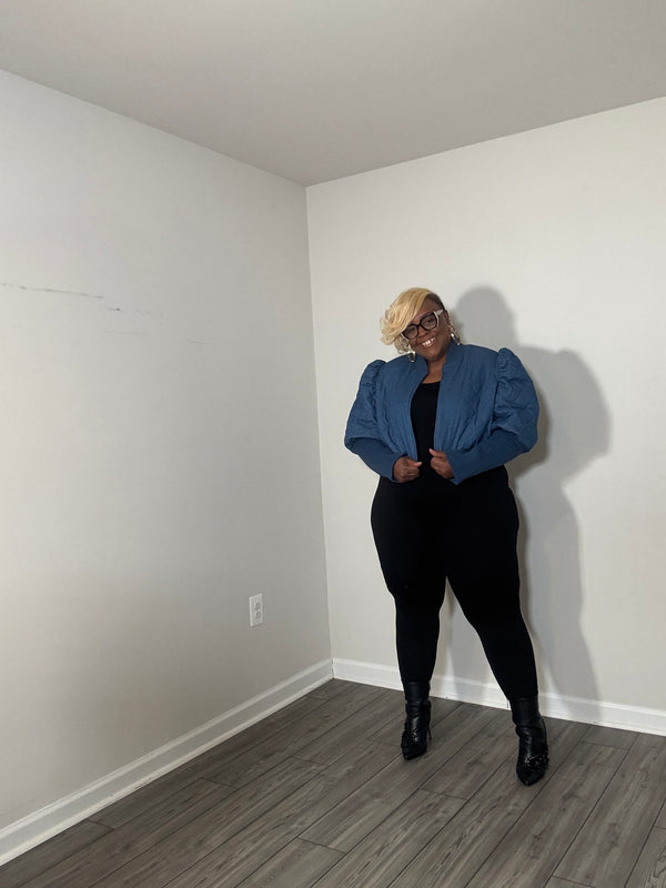 Denim Quilted Crop Jacket