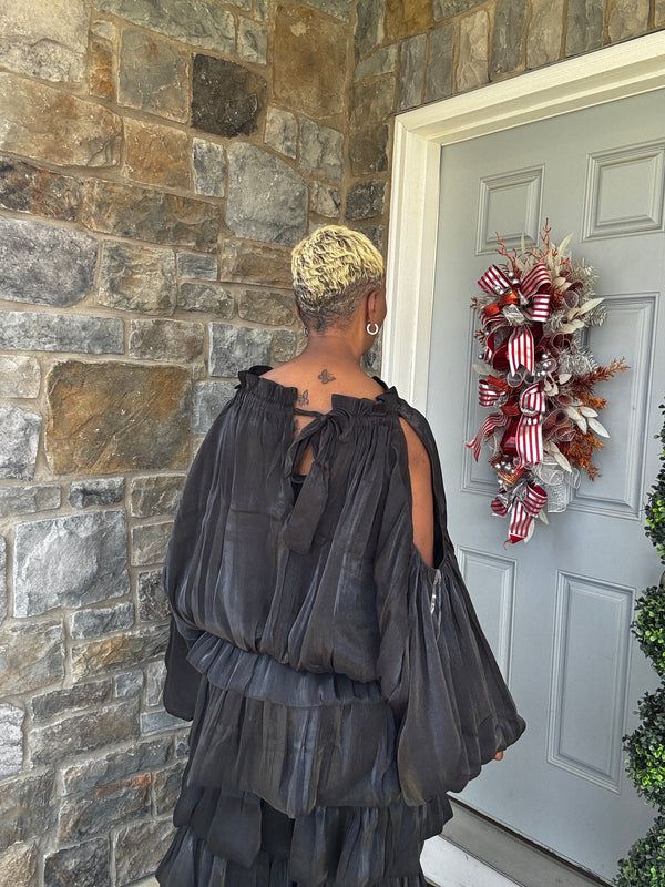 Ruffled Open Shoulder Top