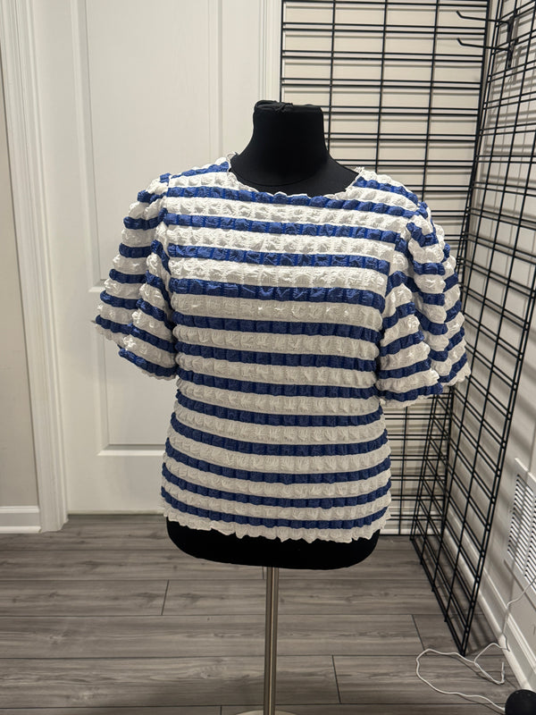 Bubble Blue and White Stripped Top