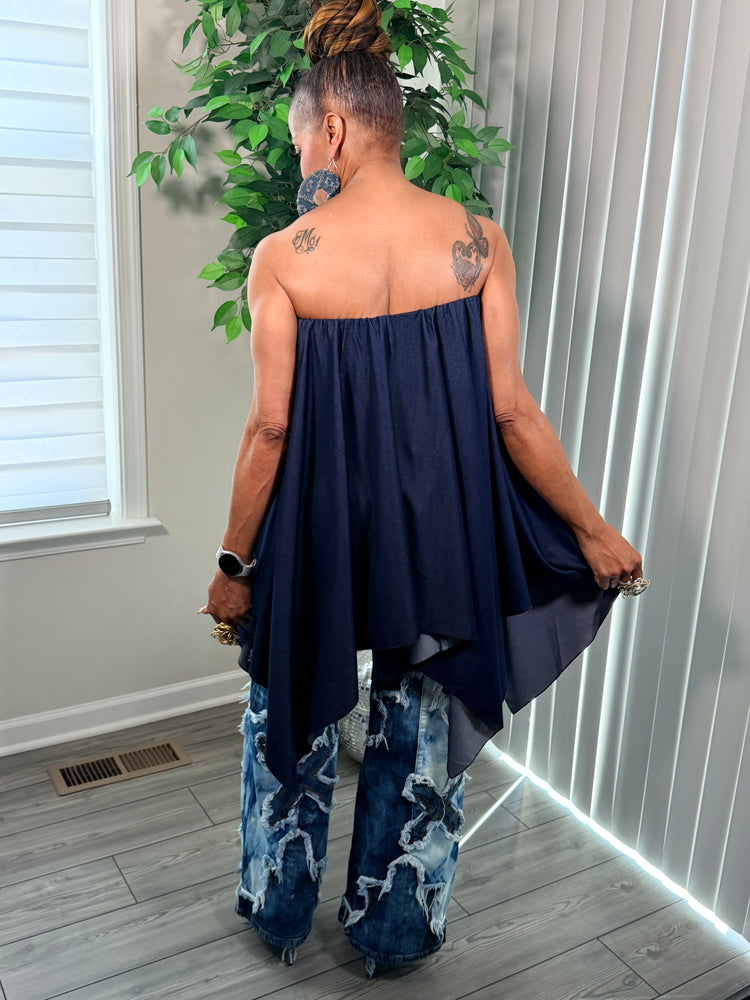 Convertible denim top/skirt