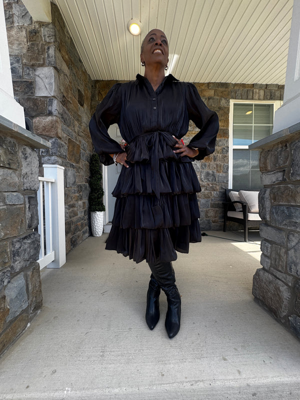 Bubble Bell Dress-Belted