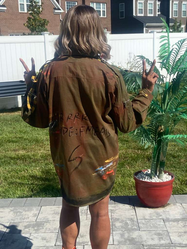 3/4 Graphic Olive Jacket/Dress