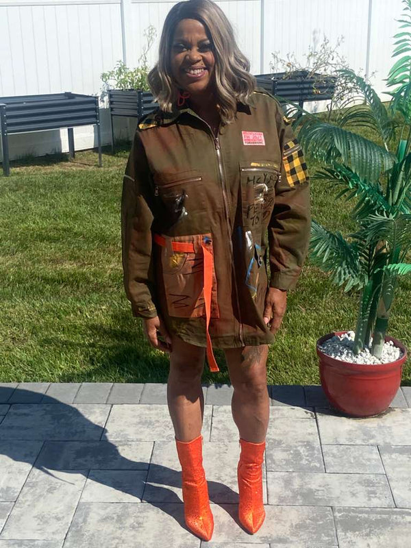 3/4 Graphic Olive Jacket/Dress