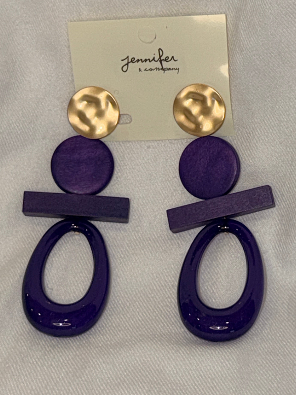Wood and Lucite trimmed in gold earrings