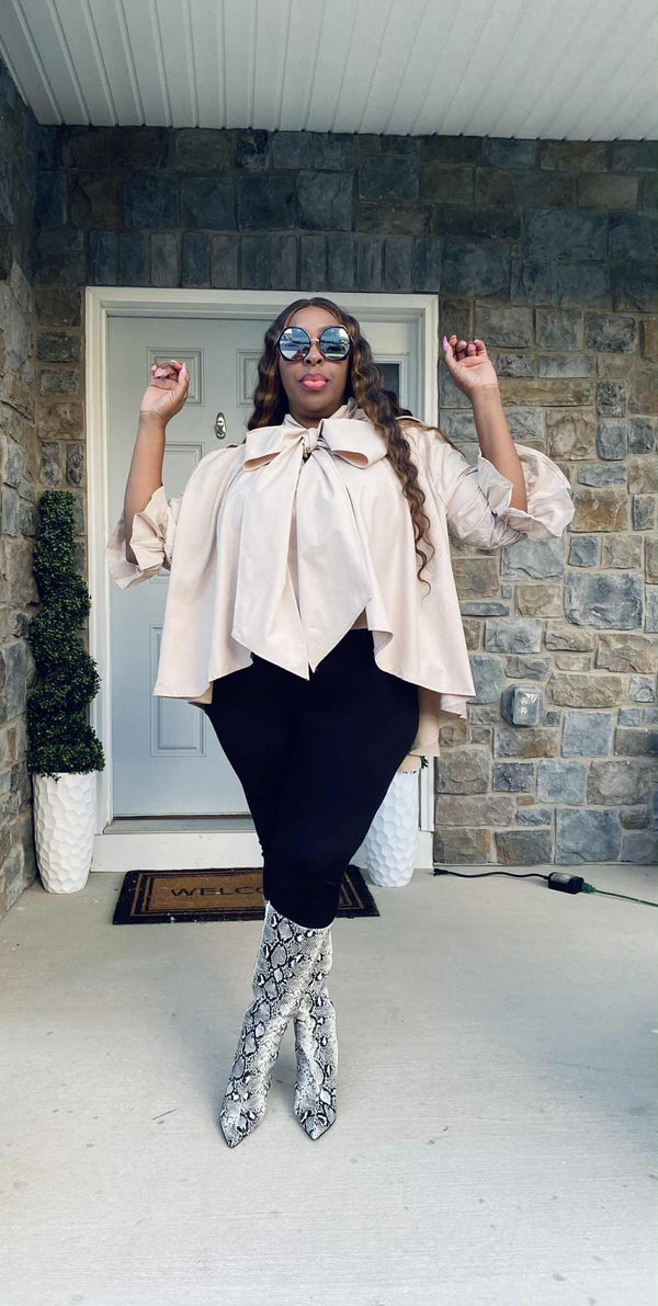Hi/Lo Zippered Bow Top (Tan)