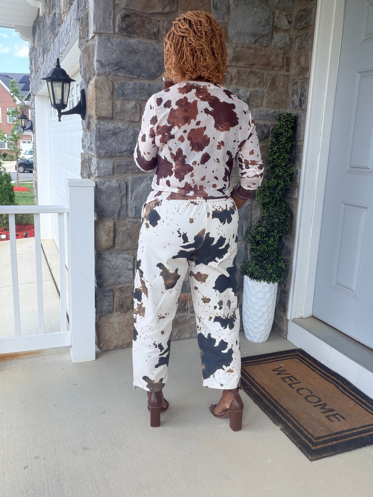 Cow print sheer top