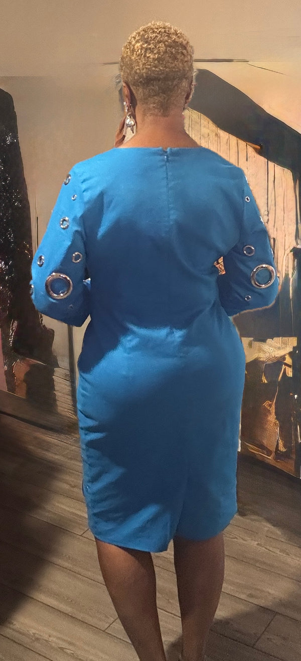 Blue & Silver Cutout Dress