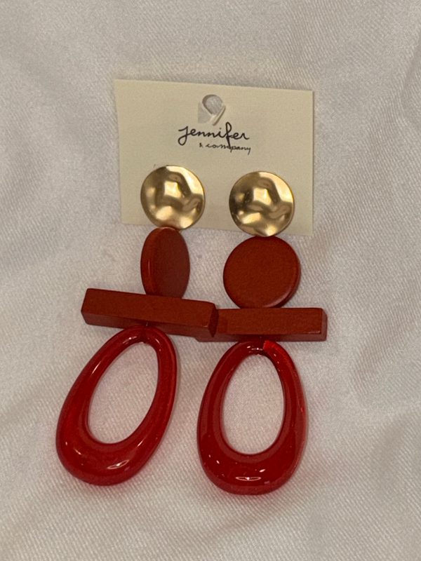 Wood and Lucite trimmed in gold earrings