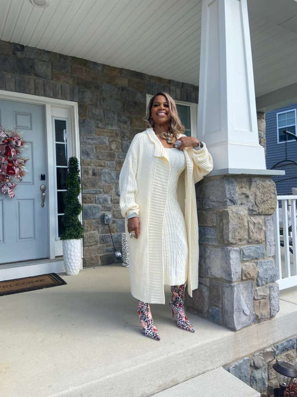 White Out Cardigan and Dress set