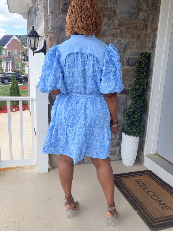 Lace floral belted swing dress