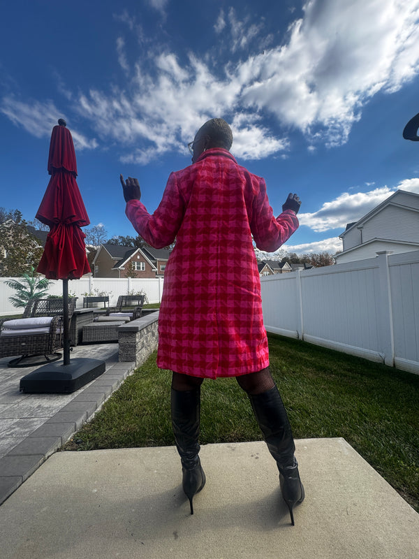 Pink and Red Houndstooth Coat