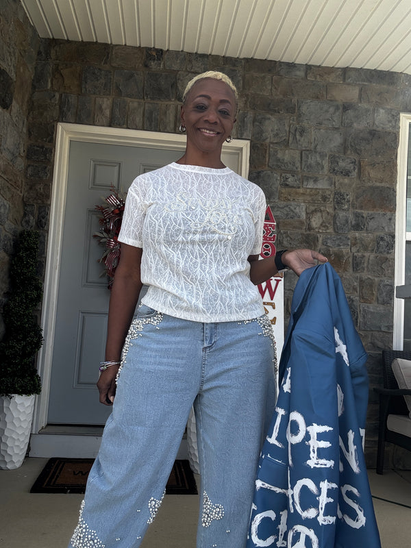 Sunday Love T-Shirt with Pearls and Bling