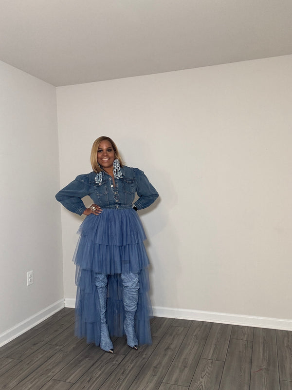 Denim Tulle Jacket Dress