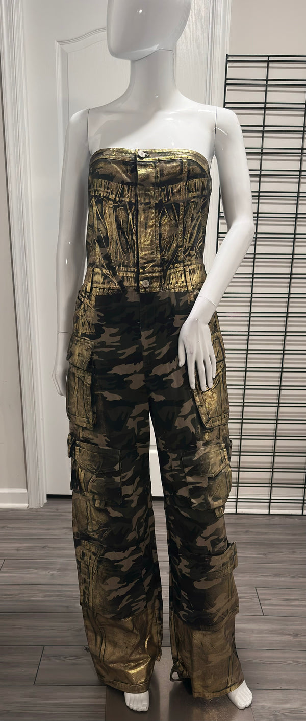Gold Metallic camouflage jumpsuit
