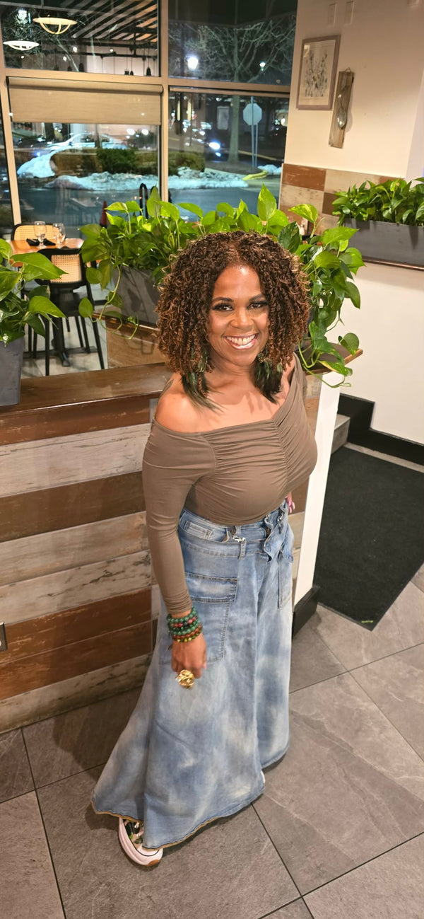 Wide Cape Layered Jeans