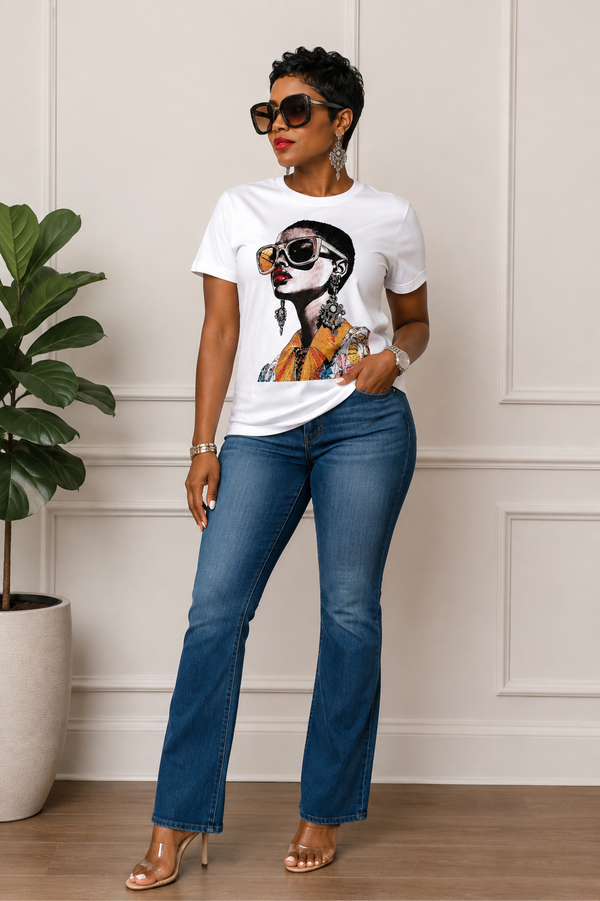 Red lip and Sunglasses Graphic Tees