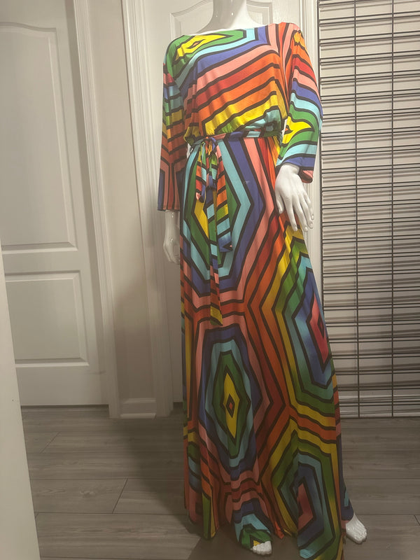 Multi-Colored Chevron Maxi Dress