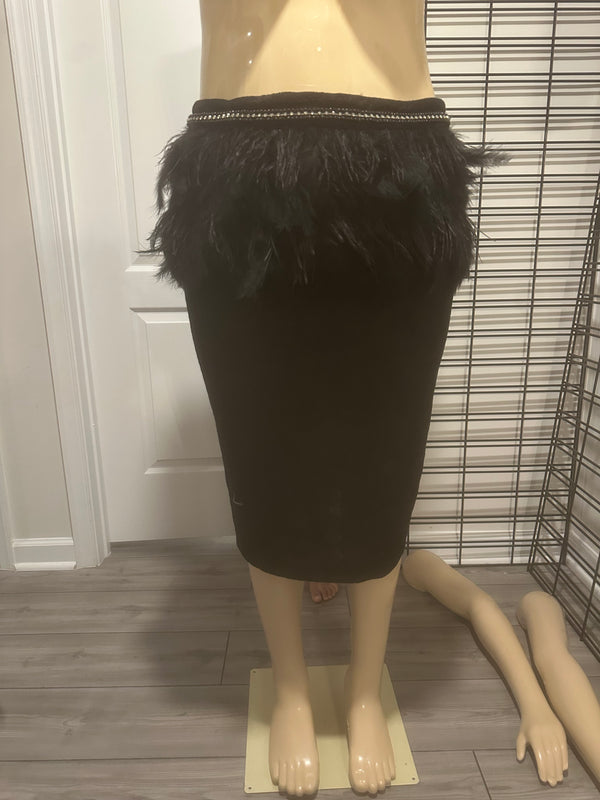 Feather Lined Pencil Skirt